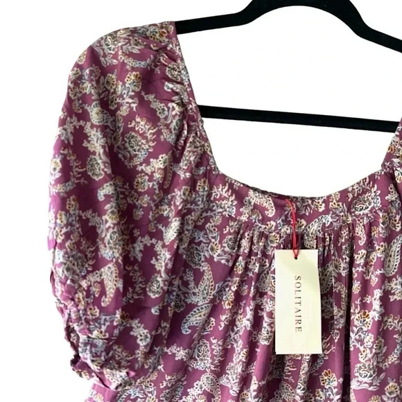 SOLITAIRE | BOHO PEASANT BLOUSE EMBROIDERED BALLOON SLEEVE TOP | SIZE: MEDIUM - Picture 3 of 11